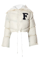 Feminism Cropped Puffer Jacket - Apricot
